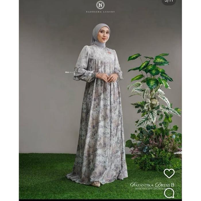 NAYANTIKA DRESS B GAMIS RAYON PREMIUM MOTIF X BRUKAT BY NADHEERA LUXURY