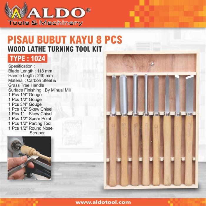 ALAT PAHAT BUBUT KAYU / PISAU BUBUT KAYU 8 PCS TYPE : 1024 MERK ALDO