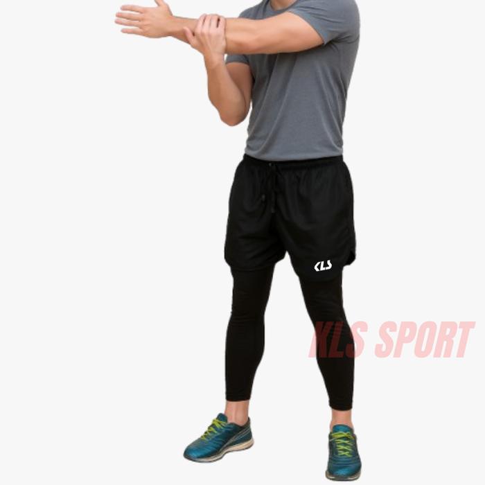KLS Celana Olahraga Pria Wanita 2in1 Legging Panjang Celana Jogging Long Pants Leging Running Gym