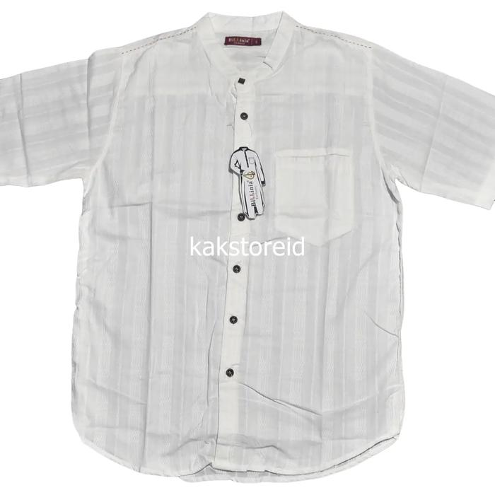 Baju Muslim Koko Pria Lengan Pendek BILLINIA Putih Motif KPB 05 ORI Kemeja Dewasa Panjang