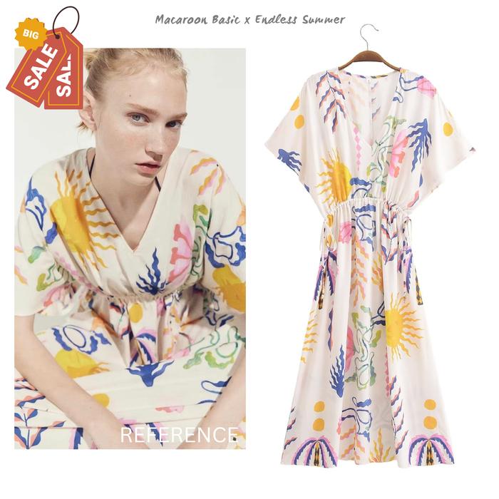 SALE - Summer Dress - White Summer Dress - Summer Tropical Long Dress Wanita