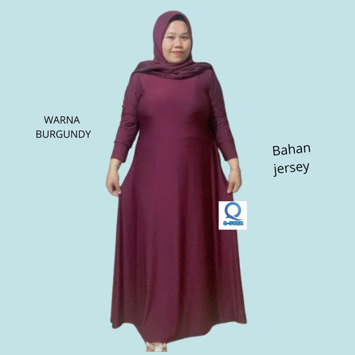 Gamis Polos Jersey Premium Terbaru Inner Dress Lengan Panjang Manset Standar XL Jumbo XXXL PB 140 Le