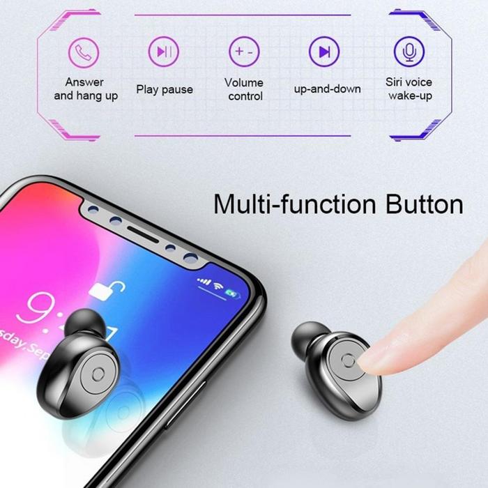 TWS F9 Wireless Earbuds Waterproof Binaural Stereo ABS