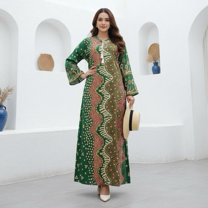 Longdress Gamis batik batik cap pekalongan bahan rayon By Rumina Batik