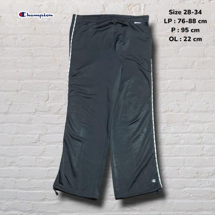 Size 28-34 Celana Panjang Trackpants Champion Grey Side Stripe Original Second Preloved #CJ916