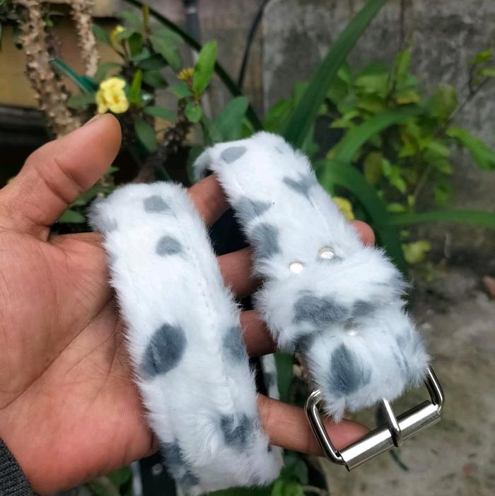 BELT LEOPART SABUK MACAN PUTIH BERBULU UNISEX SKENA DENGAN DESAIN LEOPART DAN BULU NYAMAN