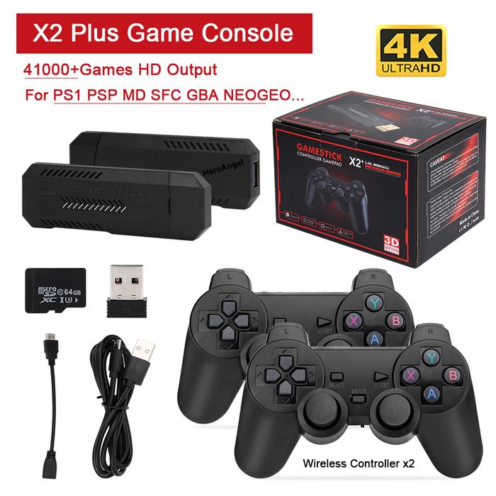 NEW X2 Plus 4K Gamestick Retro Video Game Console 2.4G Wireless