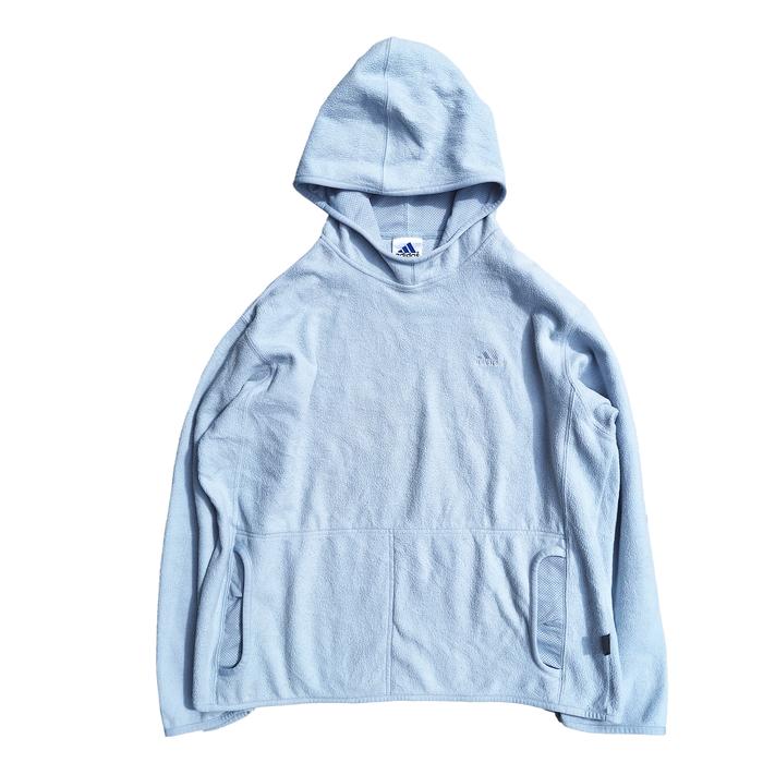 Vintage 90s Adidas Light Blue Pullover Spellout Fleece Hoodie Jumper