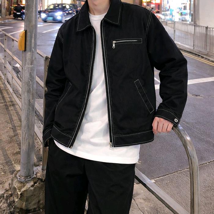 OUREX BLACK JACKET -unisex cutting boxy cowok/cewe