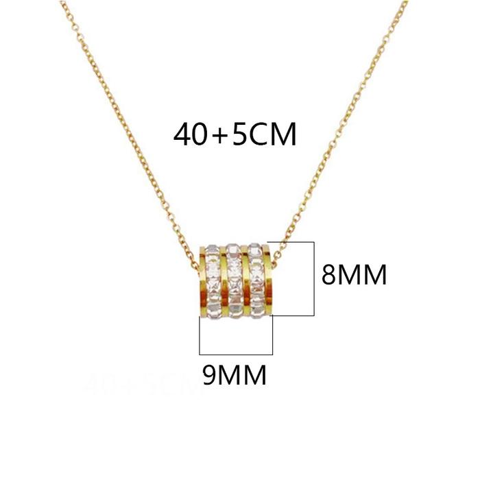 Kalung Wanita Roll Tiga Berlian Anti Karat Titanium Three Diamond Roll Silver Necklace