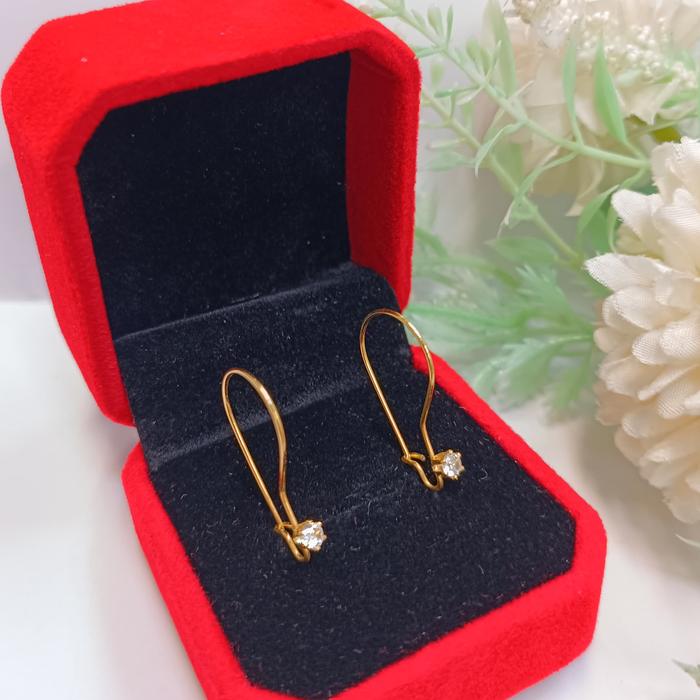 ANTING DESI KAIT EMAS MATA PUTIH TITANIUM