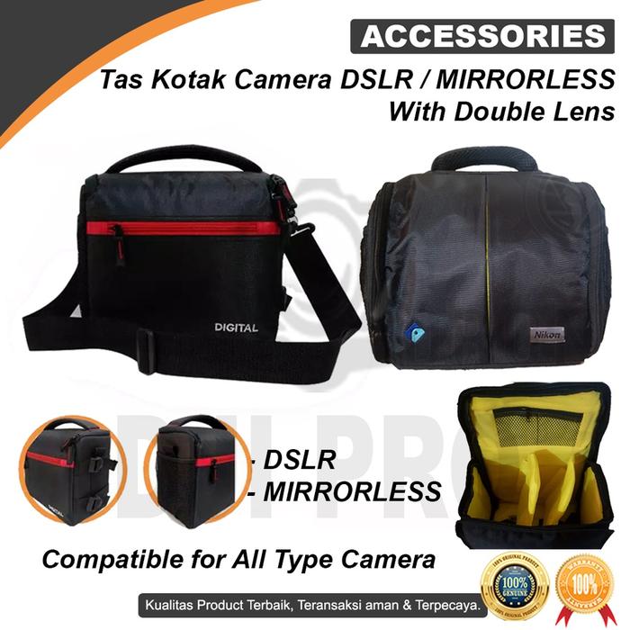 TAS KOTAK KAMERA DSLR MIRRORLESS NIKON D3400 D5600 CANON EOS FUJIFILM Diskon