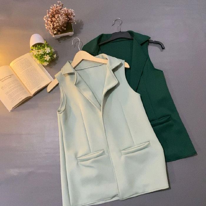 Blezer Perempuan Tanpa Tangan Outer Wanita Terbaru Bahan Scuba Premium Set Jas Kantor Bisa Di Stelka