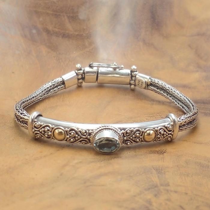 Gelang Perak Rantai TN Double Pipa Ukiran Bali B691