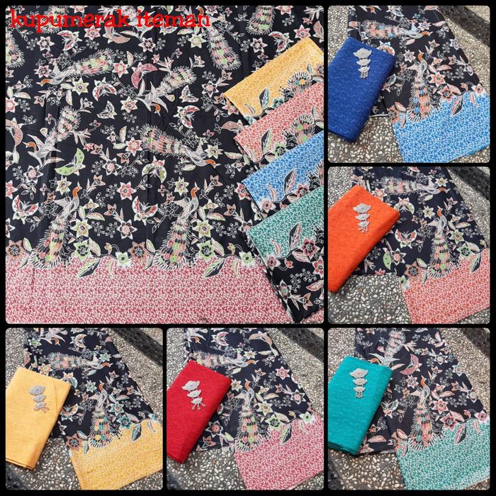 kain batik printing katun halus motif kupu merak iteman
