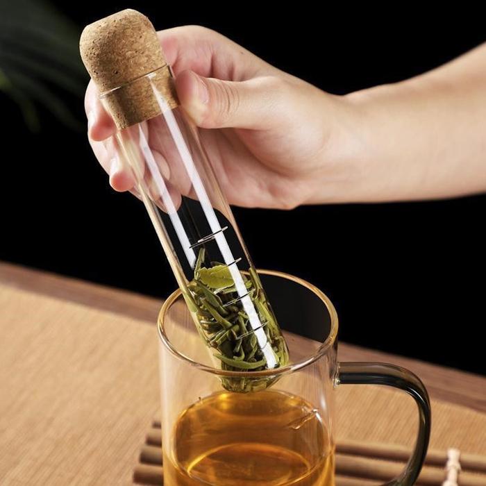 Tea Tube Strainer Glass With Cork / Tube Filter Tea Reusable Tea Infuser Glass Tube Strainer / Sarin