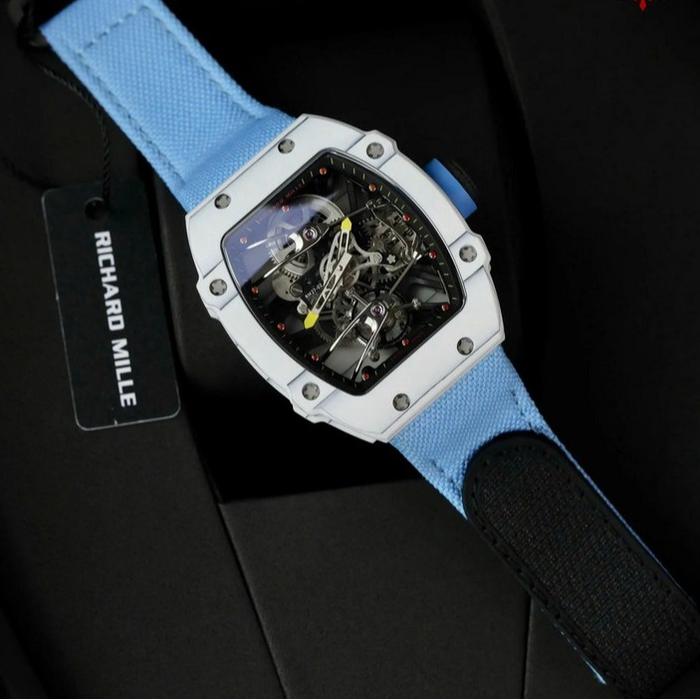 RM27 JAM TANGAN CARBON RM 27-02 SWISS WHITE CARBON NYLON STRAP SUPER CLONE
