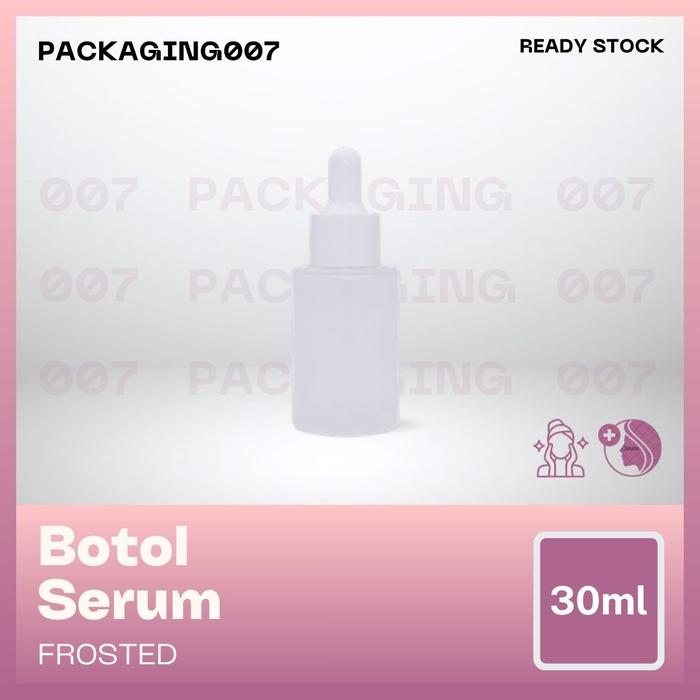 Botol Pipet Kaca Frosted 30ml Bahu Datar / Botol Pipet Serum