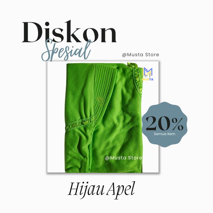Musta Store - Hijab Sekolah Hijau Apel Model Astri Serut Pita Samping TK SD SMP SMA Bahan Adem Nyama