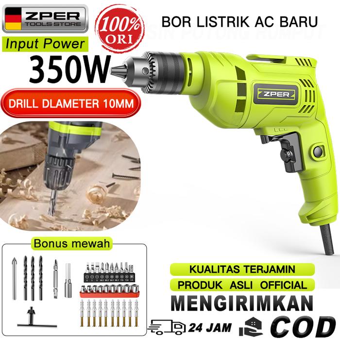 ZPER Mesin Bor Listrik Bolak Bali Hand Electric Drill Berlaku untuk 2-10mm Mata listrik mesin bor ba