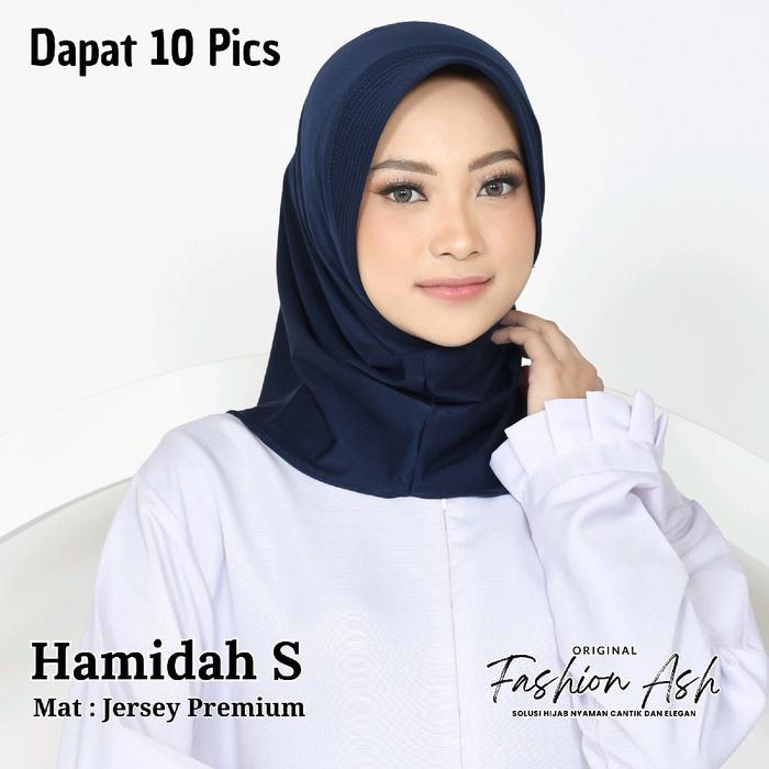 Size S 100rb Dapat 10 Pcs Bergo Hamida Jersey Tebal Label Woven Di depan