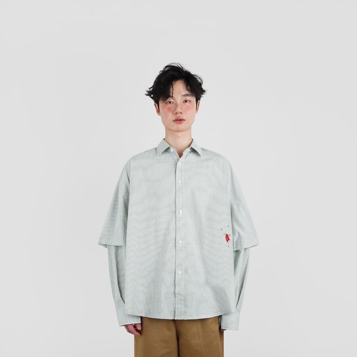 FAITH FADE x KEBAB MONSTER - Lettuce Stripes Shirt (Sage Green)