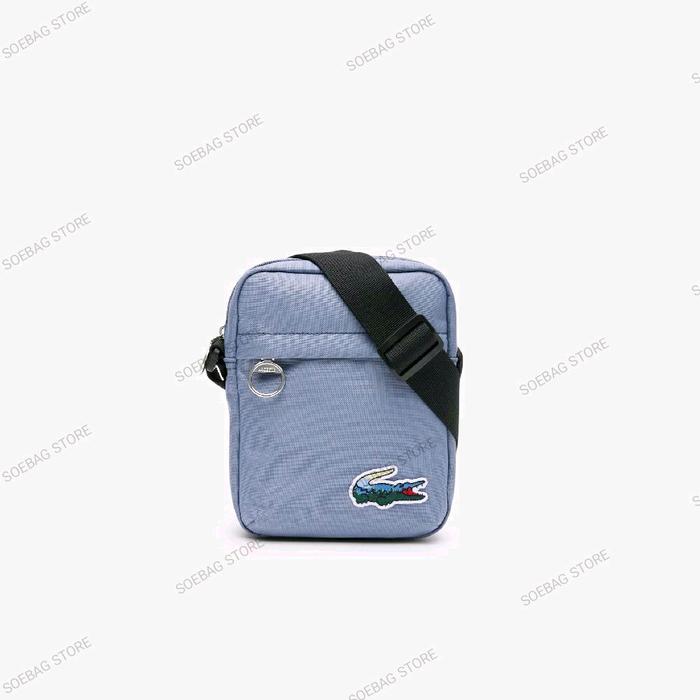 Lacoste Unisex Landscape Crocodile Satchel / Tas Selempang & Bahu Pria / Wanita - Blue
