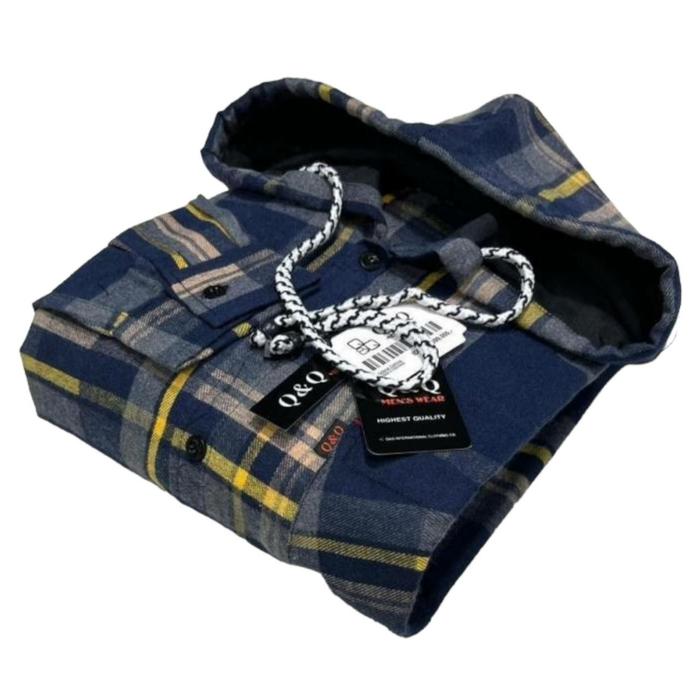 NEW Kemeja Flanel Hoodie Unisex Pria Wanita Lengan Panjang Kasual Quality M L XL Motif Kotak Hem Kup