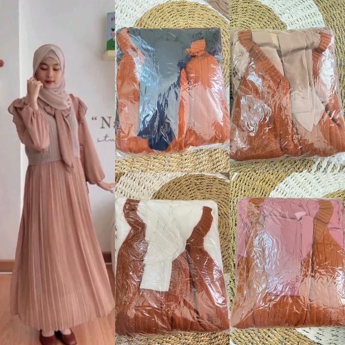 YUNA DRESS ROMPI PLISKET  | GAMIS PLISKET CERUTY | DRESS POLOS