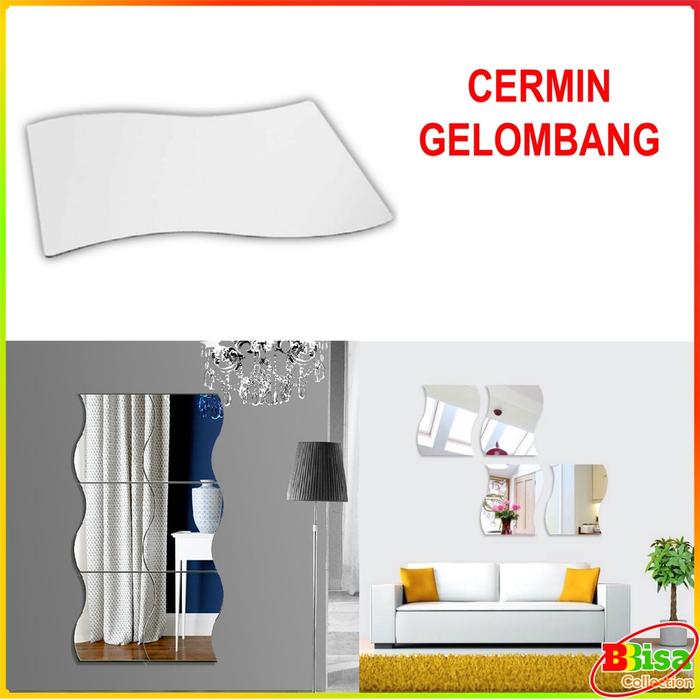 MM - Stiker Cermin Kaca Dinding Gelombang Anti Pecah Acrylic Kaca Cermin Tempelan Wall Sticker Dekor