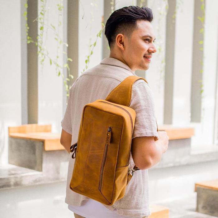 Kenes Leather Tas Pinggang Pria Waist Bag Kulit Asli Premium MARVEL - Free Grafir Nama