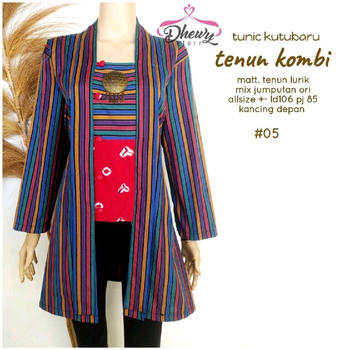 TUNIK KUTU BARU // TUNIK TENUN KOMBI //MATT. TENUN LURIK KOMBI MIX JUMPUTAN ORI, LD 106 Cm ,PJ 85 CM