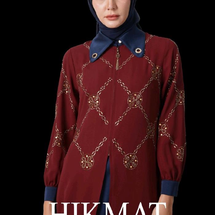 Abaya Hikmat A3833 Gold Maroon abaya Scarft