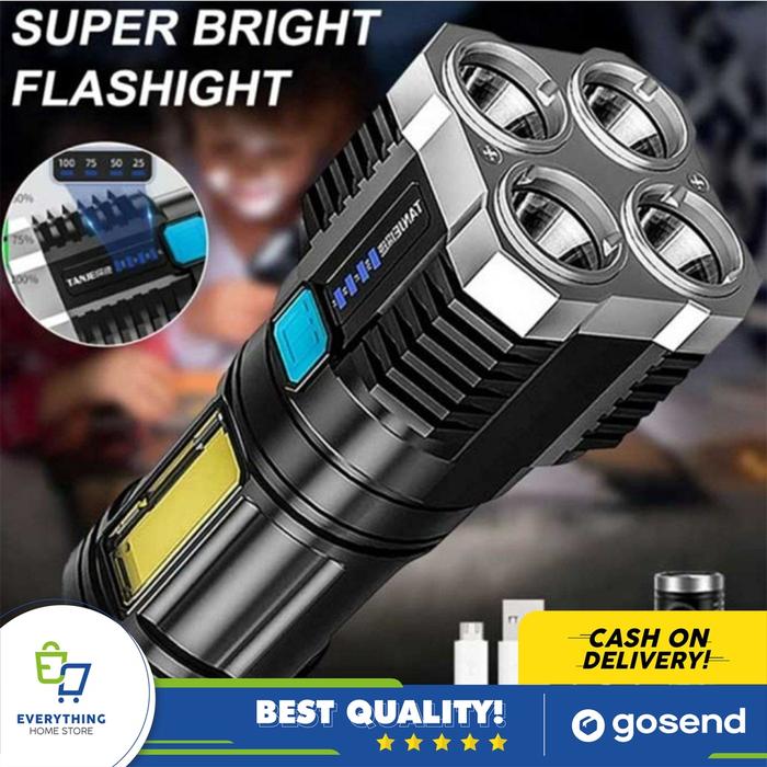 ZHIYU Senter LED Flashlight USB Rechargeable 4 XPE + COB EHS