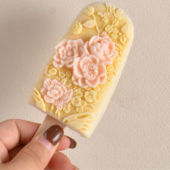 Flower Ice Cream Molds Silicone Popsicles Maker Silicone Ice Cream Maker Silicone Texture Ice Cream 
