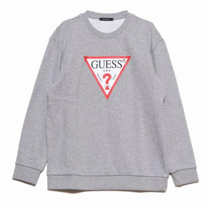 SWEATER GUESS ORIGINAL - S/L SWEATSHIRT LOGO - baju wanita guess - Grey, XS