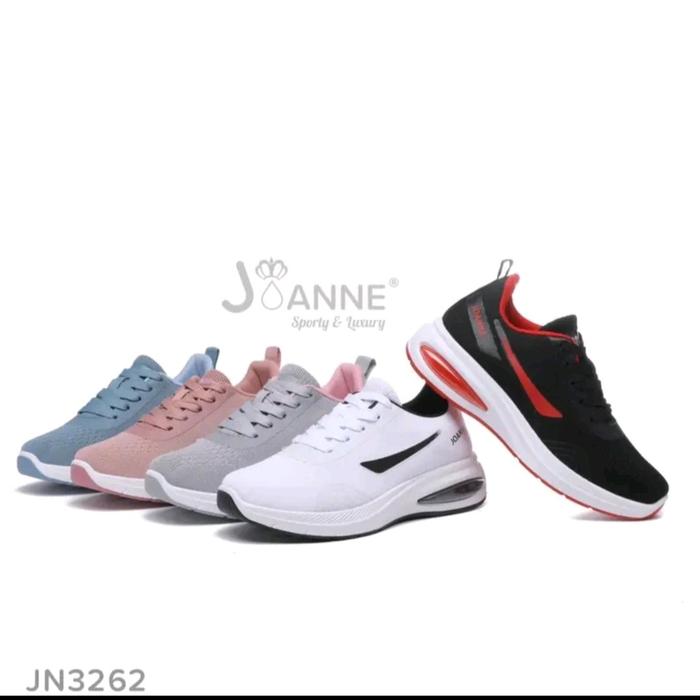 JOANNE Sepatu Casual Sport Sneaker Soes Wanita JN 3262 Black Pink Shoes Cewek sepatu ze balance