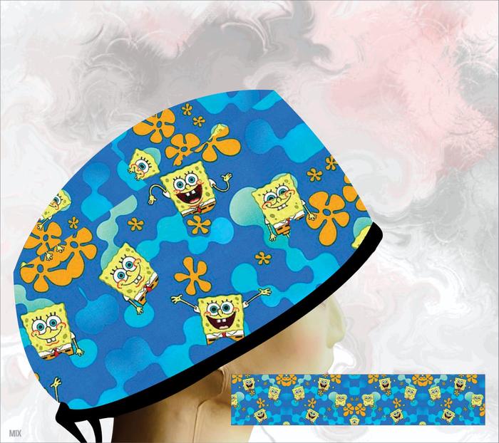 Topi dokter/Scrub hat/Surgical cap/Headcap printing premium spongebob 0611