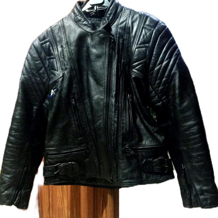 jaket kulit bekas impord Hitam Pria Casual Outer