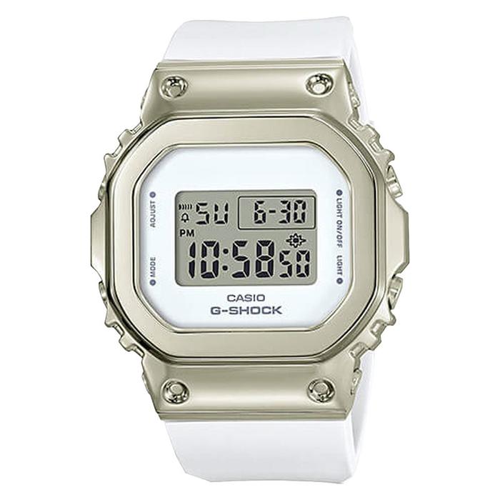 Jam Tangan Wanita Casio G-Shock GM-S5600G-7DR S Series Metal Square Ladies Digital Dial White Resin 