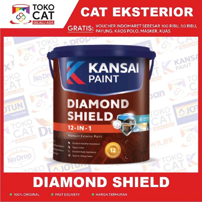 CAT TEMBOK EXTERIOR PREMIUM | KANSAI DIAMOND SHIELD 12IN1 | BRILLIANT WHITE/PUTIH/BISA REQUEST WARNA
