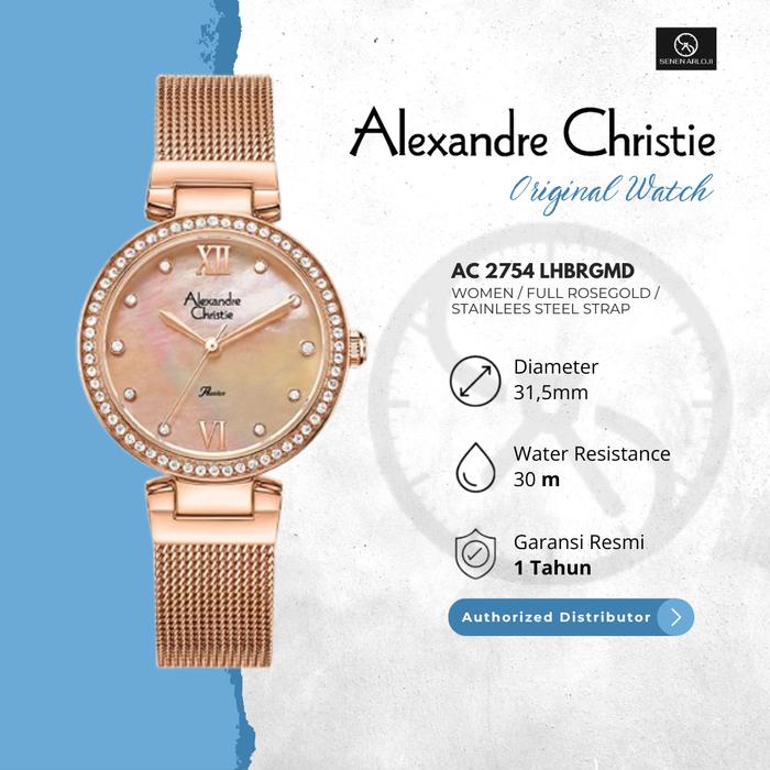 Jam Tangan Wanita Alexandre Christie AC 2754 Original Strap Rantai Pasir