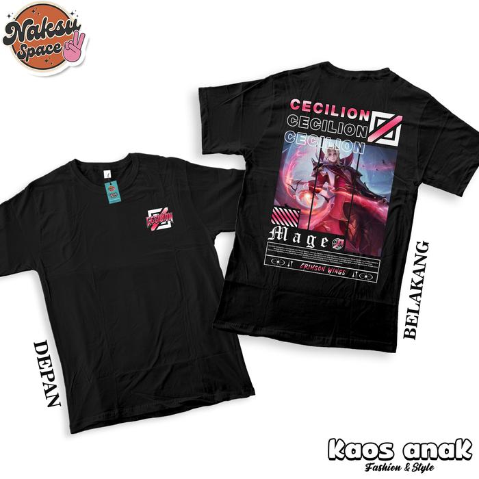 KAOS STREETWEAR ANAK HERO CECILION SKIN COLLECTOR BAJU MLBB ANAK FASHION LAKI-LAKI