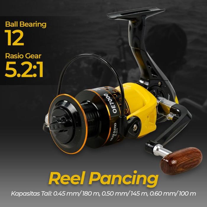 YUMOSHI Gulungan Reel Pancing Spinning 12 Bealbaring OE-7000