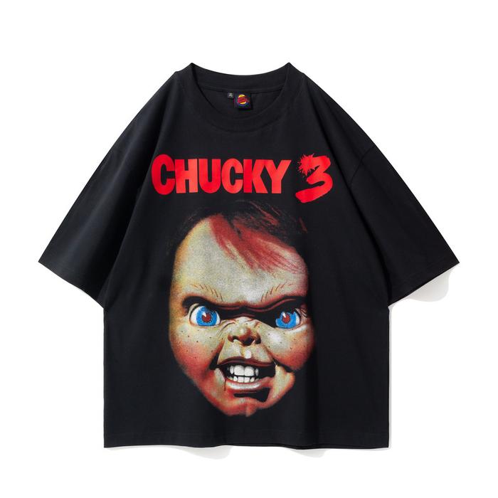 Based On Money Kaos Oversize Pria Wanita Boxy Fit Tshirt Cotton Black Chucky - sibunsu