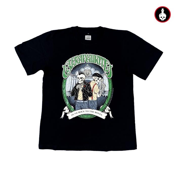 [HOT] Baju Tshirt Gerap Gurita - Punk Rock To The Bones (Kaos Band Original Merch Hitam)