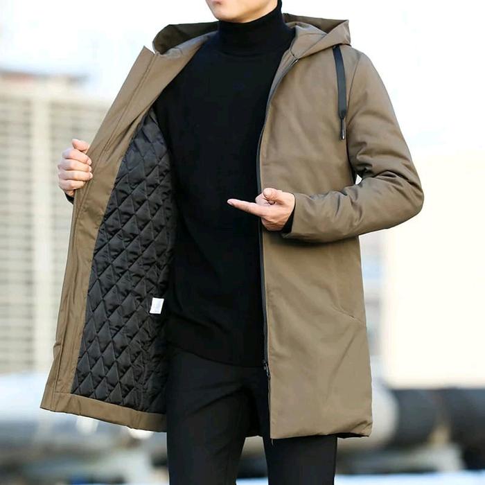 Jaket Jubah Pria Long Coat Blazer Casual Keren Formal Panjang Hitam Murah Nyaman Parka Waterproof Ov