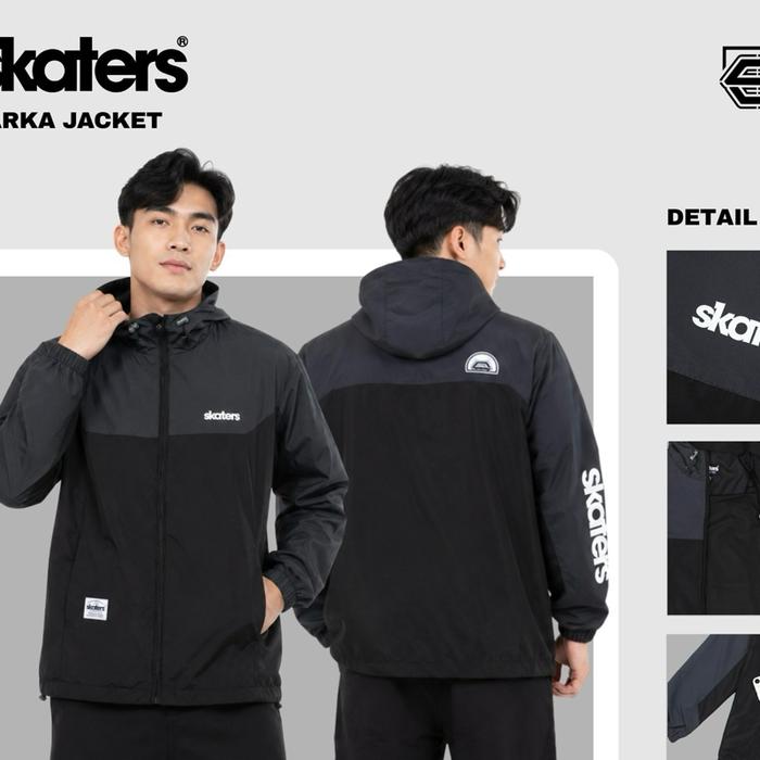 Jaket Parka Skaters Hitam Abu ZG070