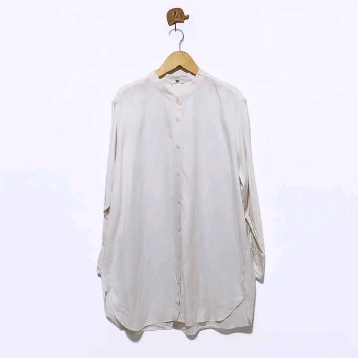 Uniqlo Cotton Shanghai Collar White Longsleeve Shirt Original  - 