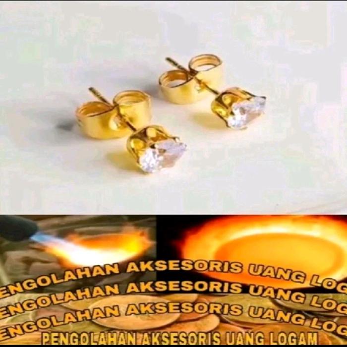 Anting Tindik Tusuk Berbahan Koin Logam 1991-1992 Anti Karat Luntur Tahan Lama Aksesori Uang Logam